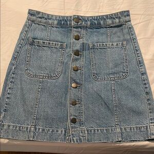 Denim Button-Front Skirt